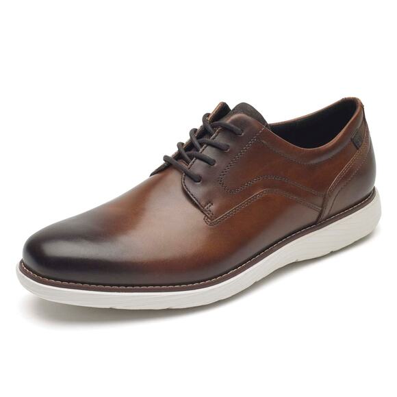 NWT Rockport mens Garett Plain Toe Oxford, Cognac, 12 US - Picture 1 of 7